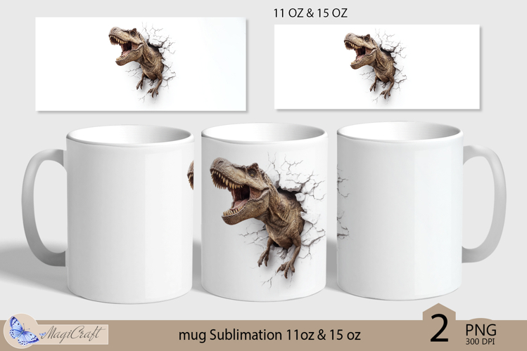 T rex mug Sublimation| mug wrap 11oz 15oz| dinosaur | 3D mug