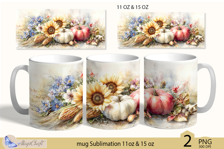 Thanksgiving mug Sublimation|Pumpkin mug 11oz 15oz|sunflower
