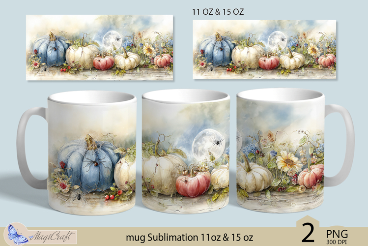Halloween mug Sublimation|Pumpkin mug 11oz 15oz|flowers
