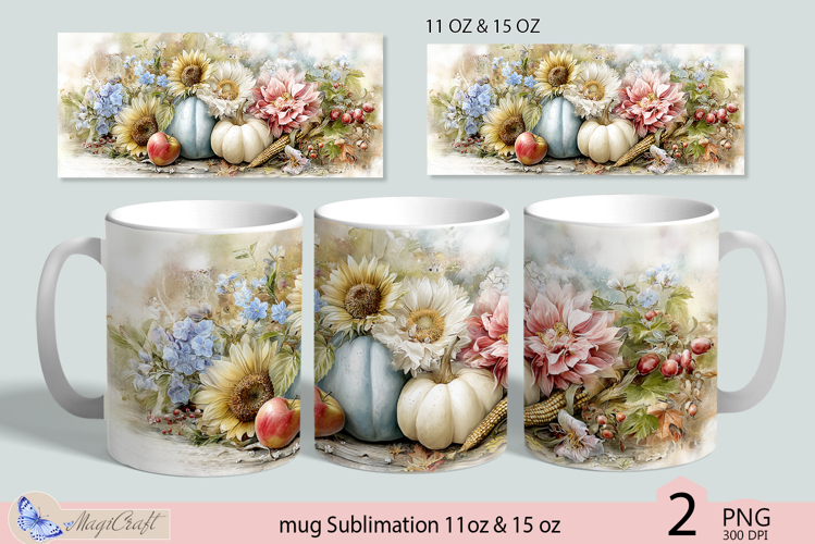 Thanksgiving mug Sublimation|Pumpkin mug 11oz 15oz|sunflower