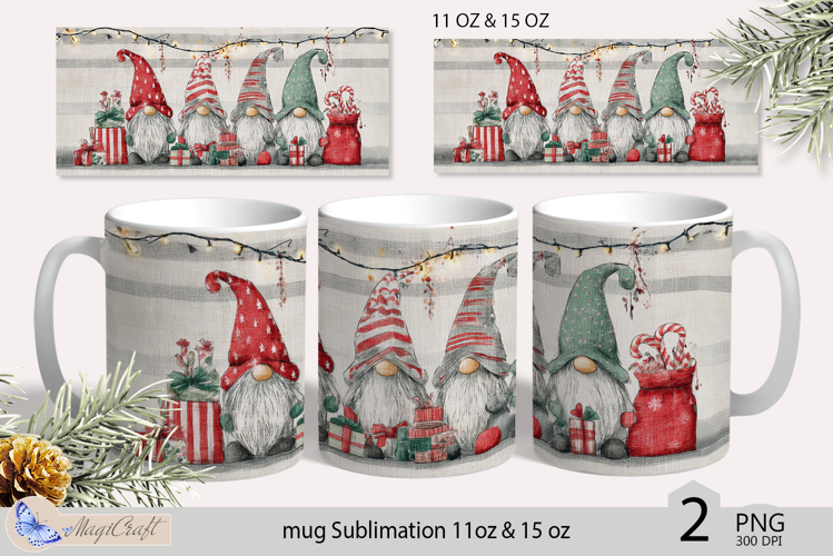 Gnomes Mug Christmas Sublimation| Design Mug Wrap 11oz 15oz
