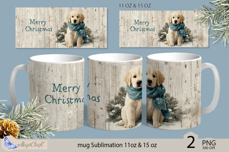 Cute puppies mug wrap Sublimation| Merry Christmas mug wrap