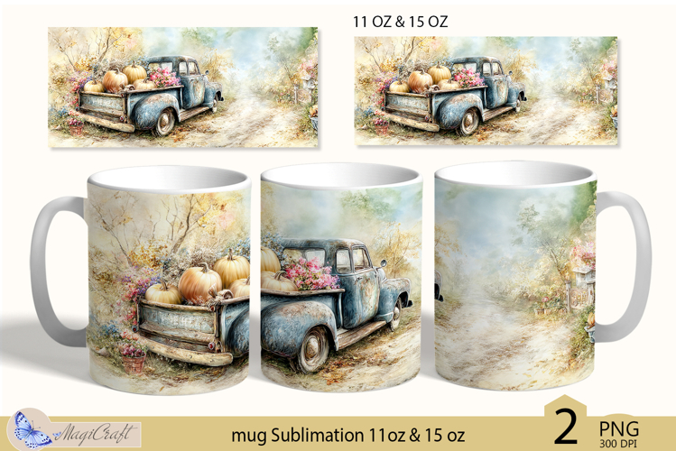 Thanksgiving truck mug Sublimation|Pumpkin mug 11oz 15oz