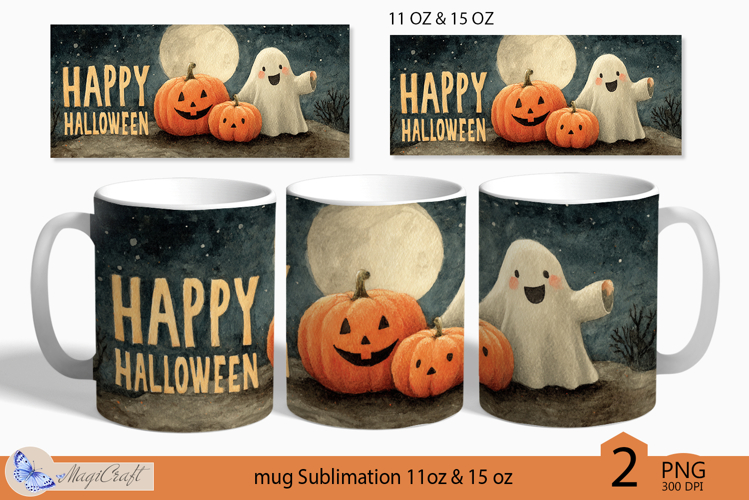 Happy Halloween Ghost Mug Wrap Sublimation|pumpkin|Ghost
