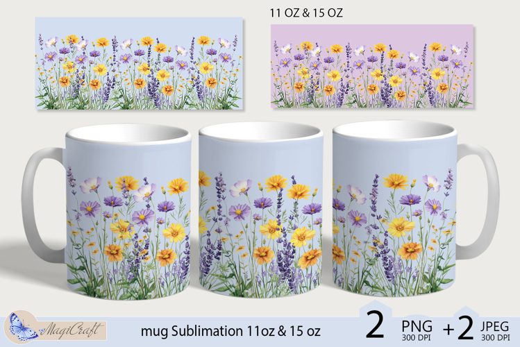 Wildflowers mug Sublimation|flowers mug 11oz 15oz| Flora mug