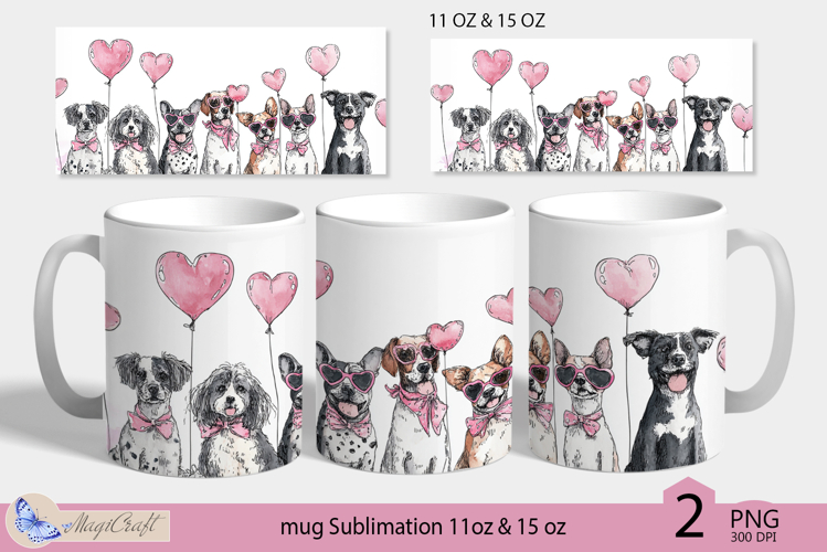 Dogs mug wrap Sublimation|mug 11oz 15oz| valentines day mug