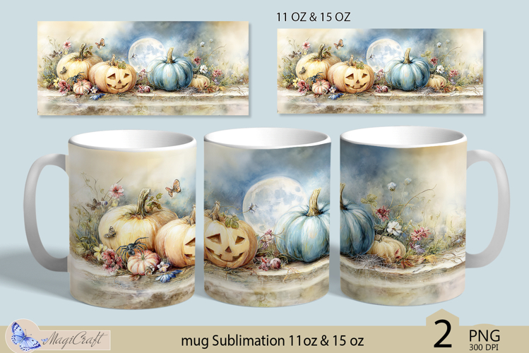 Halloween mug Sublimation|Pumpkin mug 11oz 15oz|flowers