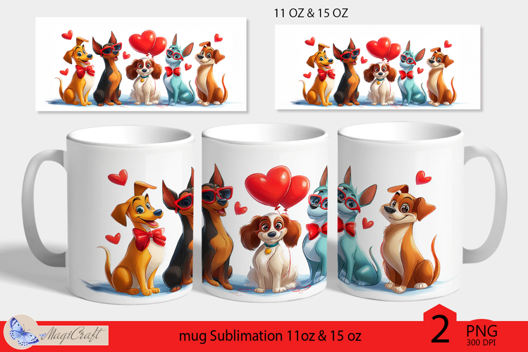 Dogs mug wrap Sublimation|mug 11oz 15oz| valentines day mug