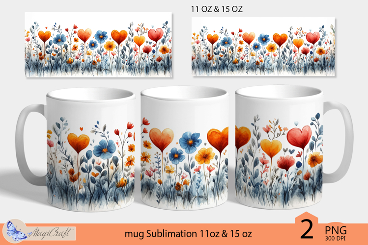 Valentines day mug Sublimation|hearts mug warp 11oz 15oz