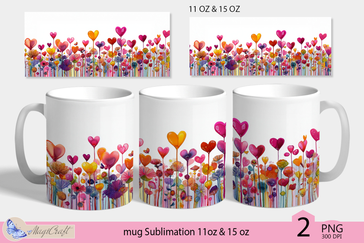 Valentines day mug Sublimation|hearts mug warp 11oz 15oz