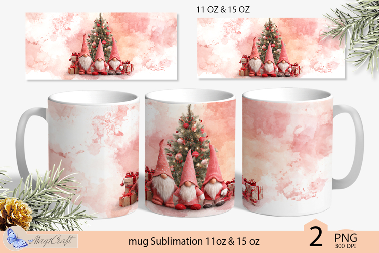 Gnomes Mug Christmas Sublimation| Design Mug Wrap 11oz 15oz