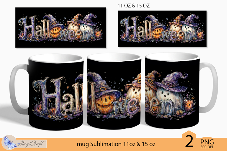 Halloween Mug Wrap Sublimation|ghost print|31 october witch