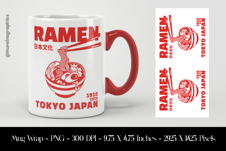 Ramen Tokyo Japan Mug Wrap Sublimation Design PNG example image 1