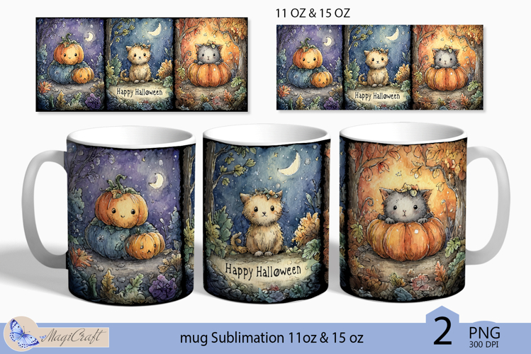 Happy Halloween Pumpkin mug Sublimation|mug 11oz 15oz| cat