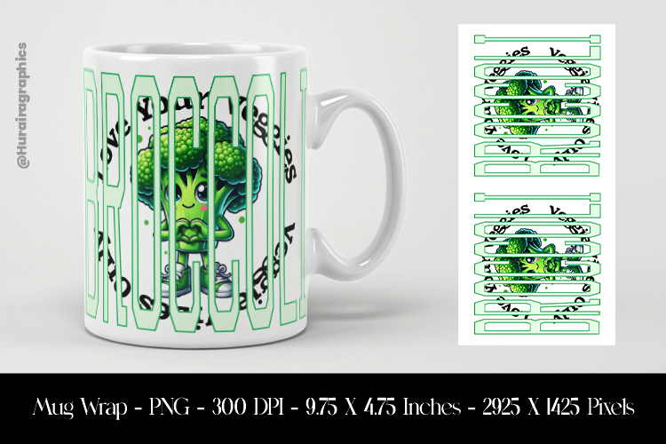 Broccoli Mug Wrap Sublimation Design PNG