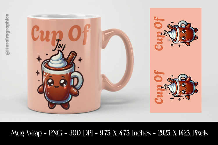 Cup Of Chocolate Mug Wrap Sublimation Design PNG