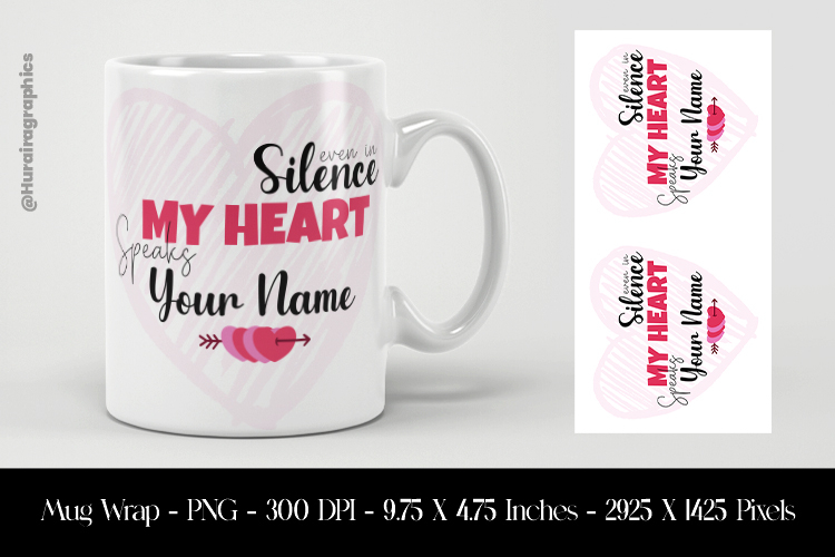 Romantic Heart Quote Mug Wrap Sublimation Design PNG