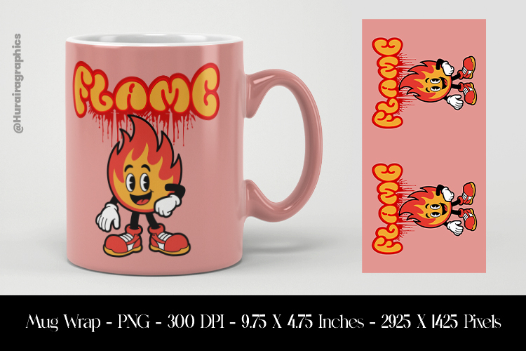 Flame Mug Wrap Sublimation Design PNG