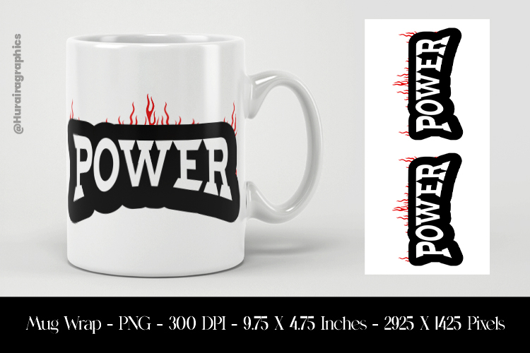 Power Mug Wrap Sublimation Design PNG