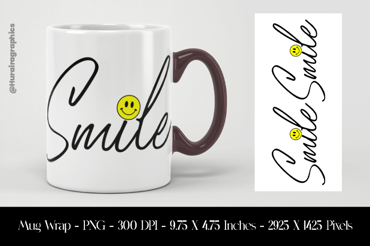 Smile Mug Wrap Sublimation Design PNG
