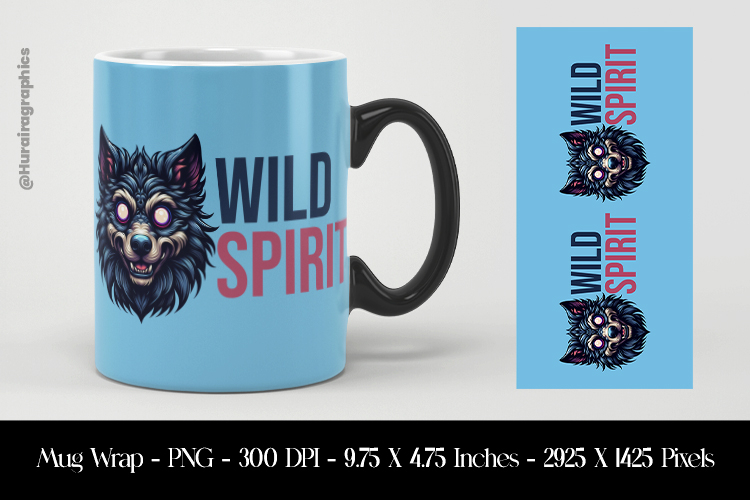 Wild Spirit Mug Wrap Sublimation Design PNG