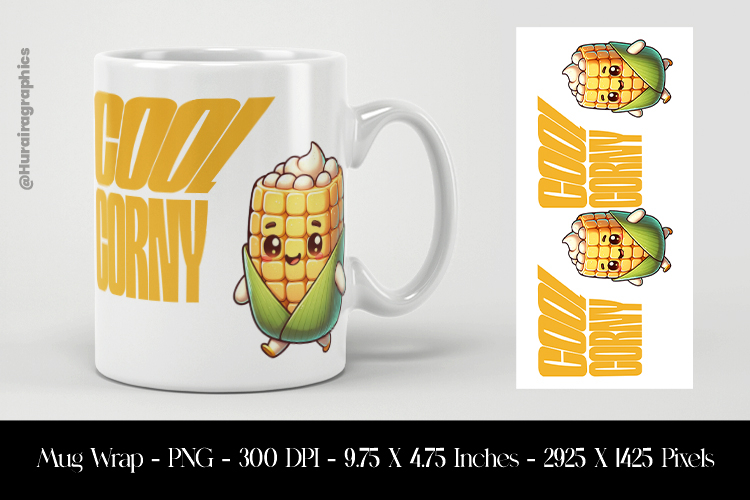Cool Corny Mug Wrap Sublimation Design PNG