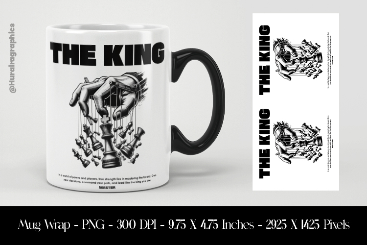 The King Mug Wrap Sublimation Design PNG