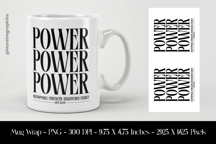 Power Power Power Mug Wrap Sublimation Design PNG