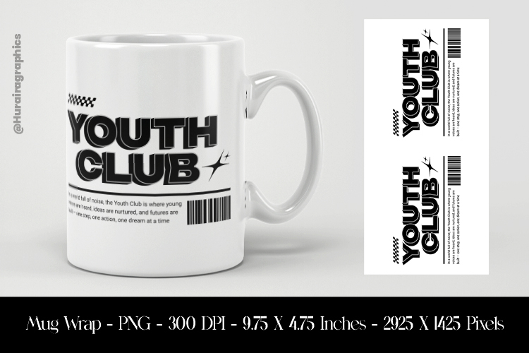 Youth Club Mug Wrap Sublimation Design PNG