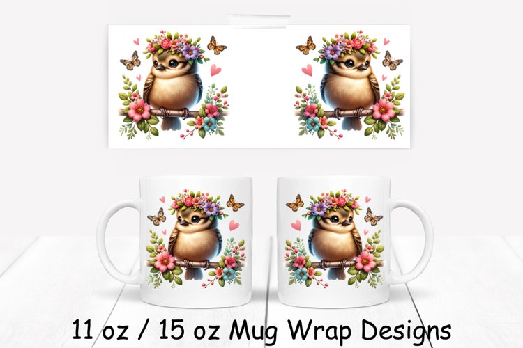 Cute Love Bird Spring Mug Wrap| Sublimation PNG | 11oz 15oz