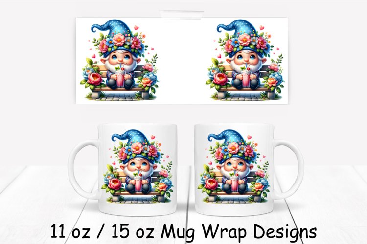 Cute Gnome Spring Mug Wrap| Sublimation PNG | 11oz 15oz