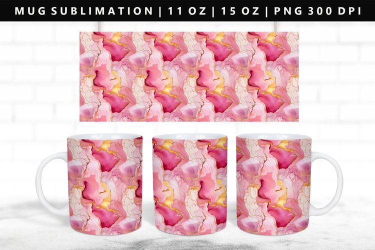 Alcohol Ink 11oz, 15oz Mug Sublimation | Mug Wrap PNG example image 1
