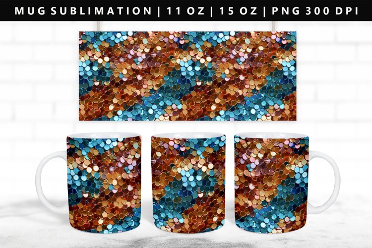 Sequin 11oz, 15oz Mug Sublimation | Mug Wrap PNG