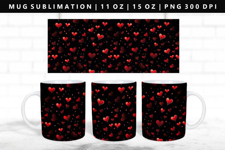 Heart 11oz, 15oz Mug Sublimation | Mug Wrap PNG