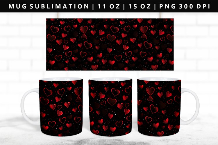 Heart 11oz, 15oz Mug Sublimation | Mug Wrap PNG