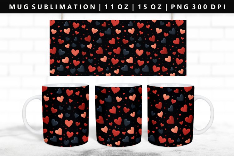 Heart 11oz, 15oz Mug Sublimation | Mug Wrap PNG