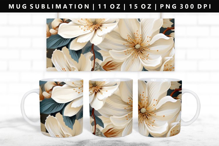 Flower 11oz, 15oz Mug Sublimation | Mug Wrap PNG