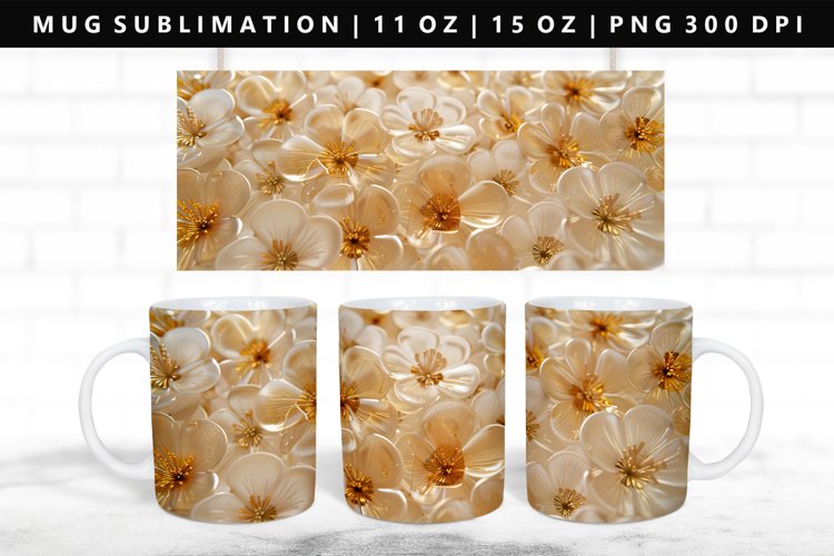 Flower 11oz, 15oz Mug Sublimation | Mug Wrap PNG