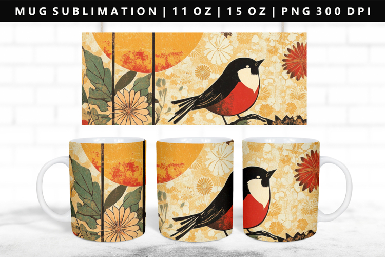 Hanafuda 11oz, 15oz Mug Sublimation | Mug Wrap PNG