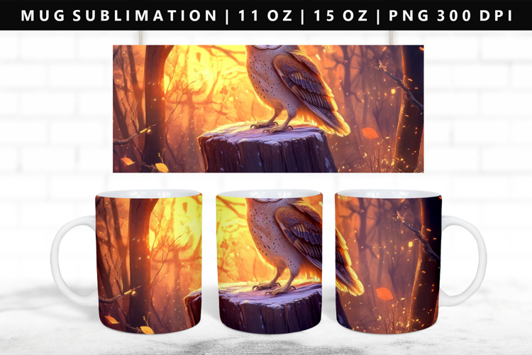 Owl 11oz, 15oz Mug Sublimation | Mug Wrap PNG