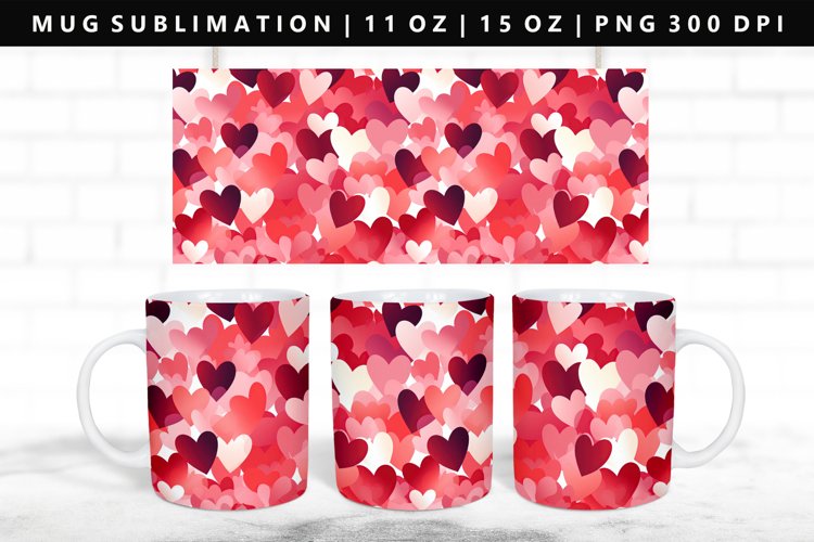 Heart 11oz, 15oz Mug Sublimation | Mug Wrap PNG