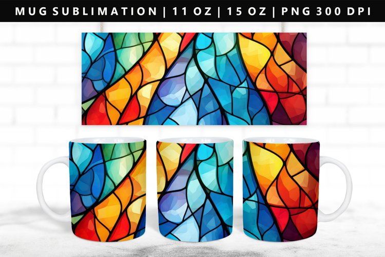 Stained Glass 11oz, 15oz Mug Sublimation | Mug Wrap PNG