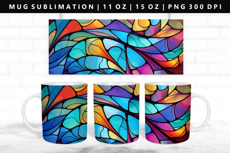 Stained Glass 11oz, 15oz Mug Sublimation | Mug Wrap PNG
