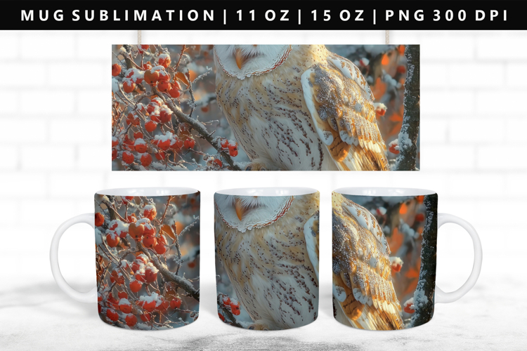 Owl 11oz, 15oz Mug Sublimation | Mug Wrap PNG
