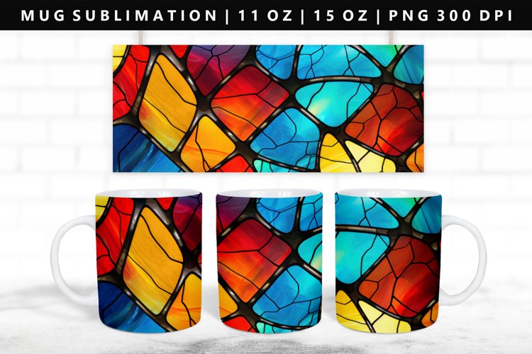 Stained Glass 11oz, 15oz Mug Sublimation | Mug Wrap PNG