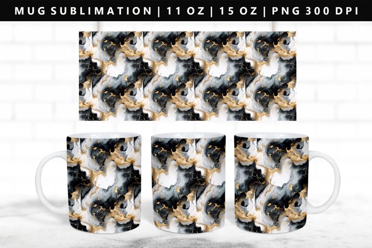 Alcohol Ink 11oz, 15oz Mug Sublimation | Mug Wrap PNG example image 1