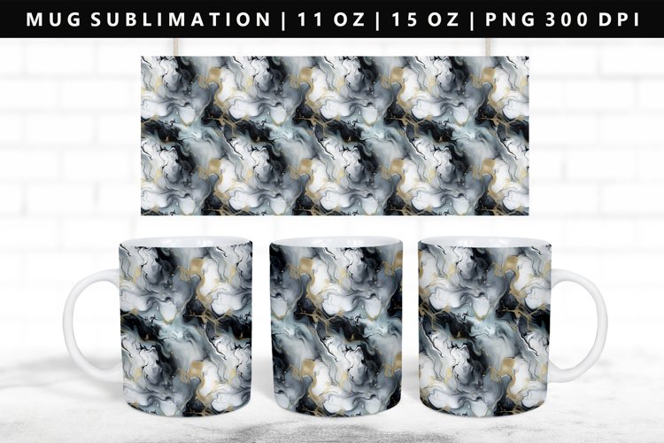 Alcohol Ink 11oz, 15oz Mug Sublimation | Mug Wrap PNG example image 1