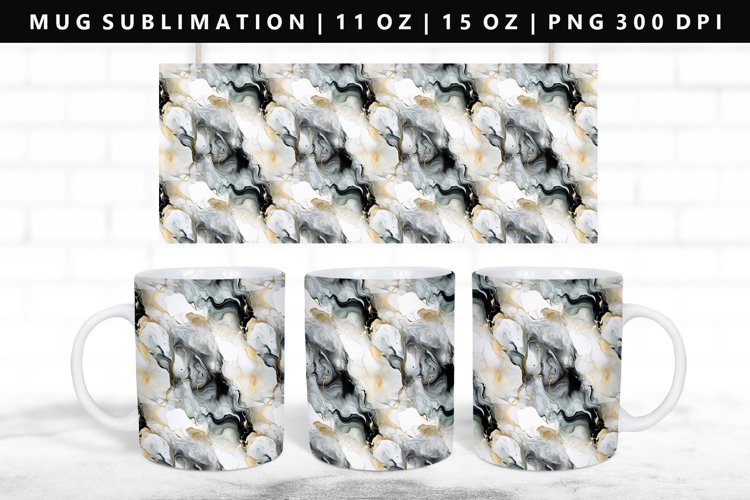 Alcohol Ink 11oz, 15oz Mug Sublimation | Mug Wrap PNG example image 1