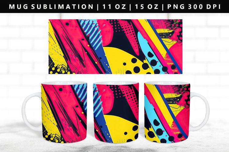 Retro Pop Art 11oz, 15oz Mug Sublimation | Mug Wrap PNG