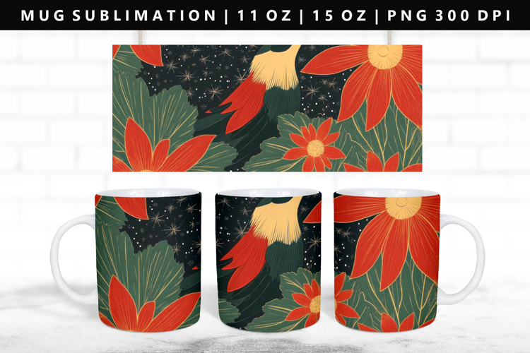 Hanafuda 11oz, 15oz Mug Sublimation | Mug Wrap PNG